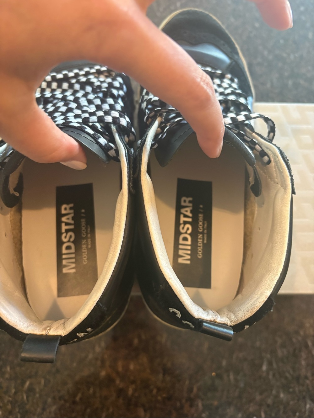 Golden Goose Black & White Star High-Top Sneakers - Picture 3 of 5